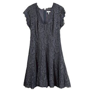 Joie Eshe Scalloped Lace Scoop Neck Fit Flare Cocktail Dress Steel Gray Size 8